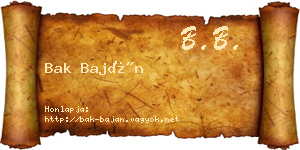 Bak Baján névjegykártya